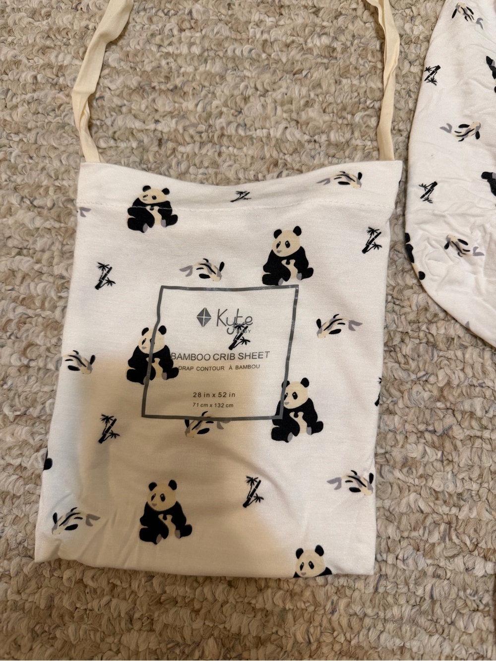 Kyte Baby Bamboo Crib Sheet with Panda Print - White & Black